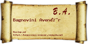 Bagnovini Avenár névjegykártya